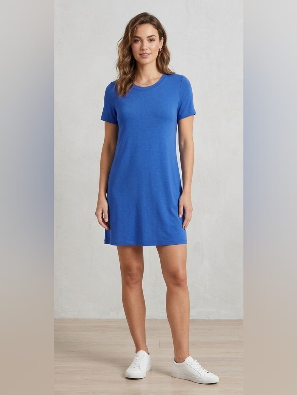 Royal Blue Short-Sleeve Tunic Dress